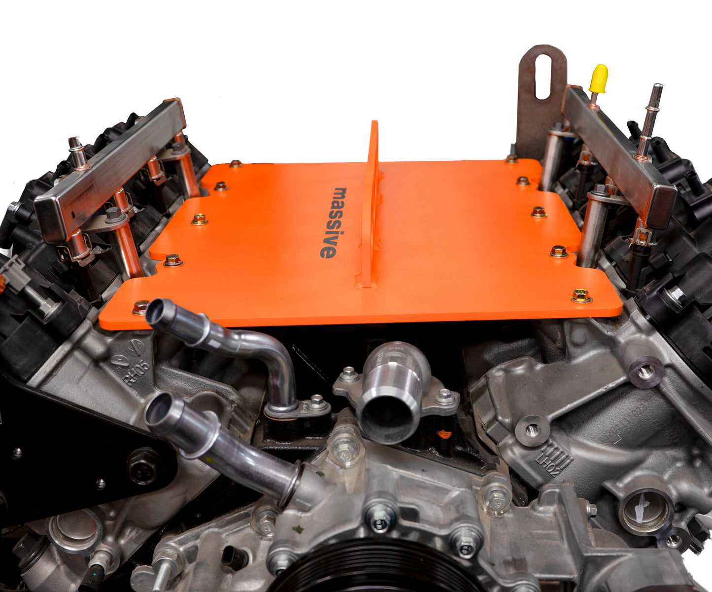 Massive Ford Godzilla Engine 7.3 6.8 Lift plate  Hugger Orange Grain On Engine