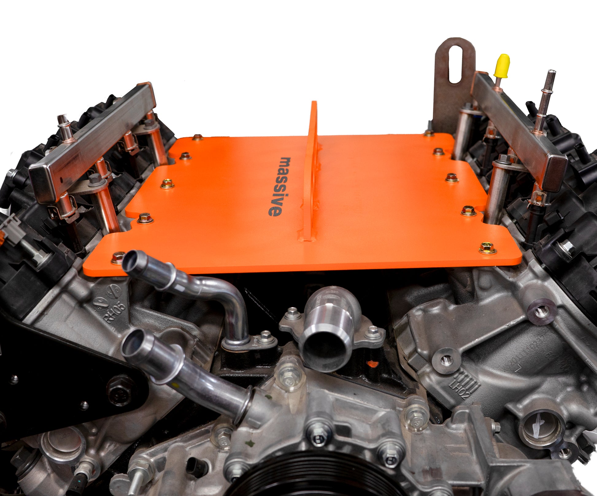 Massive Ford Godzilla Engine 7.3 6.8 Lift plate  Hugger Orange Grain On Engine