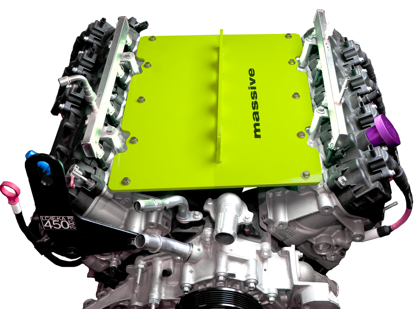 Massive Ford Godzilla Engine 7.3 6.8 Lift plate Neon Green On Engine